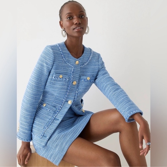 J.Crew Mini blue sheath dress in sequin tweed BP602 size 6 - Picture 2 of 5